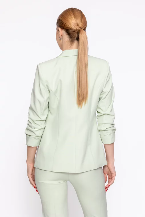 Sacou Caramel casual cu mâneci încrețite vernil deschis S1608 thumbnail picture - 