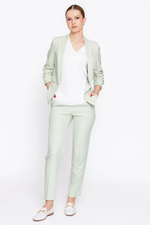 Sacou Caramel casual cu mâneci încrețite vernil deschis S1608 thumbnail picture - 