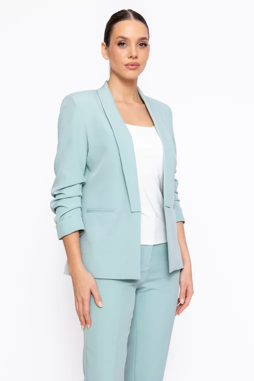 Sacou Caramel casual cu mâneci încrețite vernil S1608 thumbnail picture - 