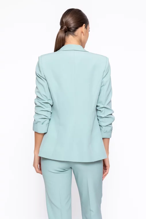 Sacou Caramel casual cu mâneci încrețite vernil S1608 thumbnail picture - 