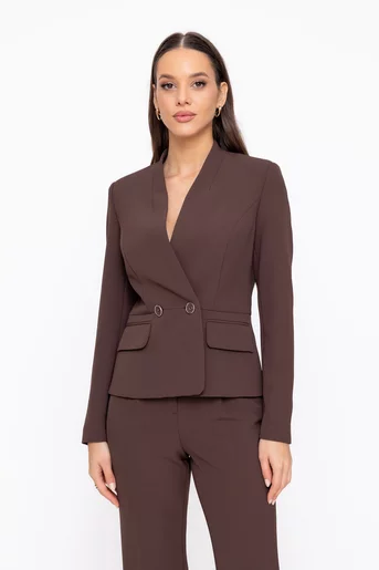 Sacou Caramel cu basc stofă Mega maro S1601