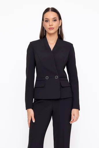 Sacou Caramel cu basc stofă Mega negru S1601