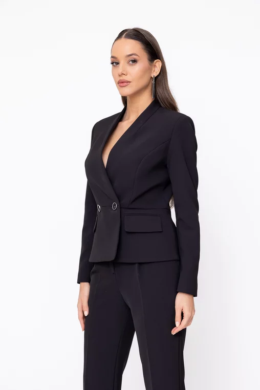 Sacou Caramel cu basc stofă Mega negru S1601 thumbnail picture - 