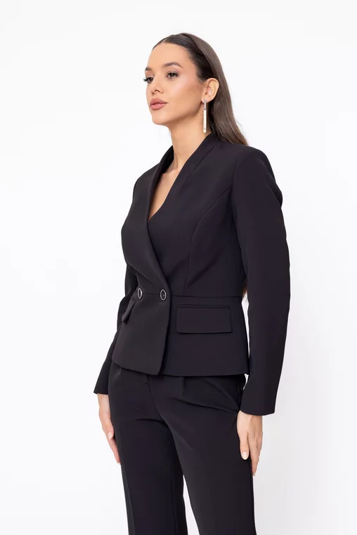 Sacou Caramel cu basc stofă Mega negru S1601 thumbnail picture - 