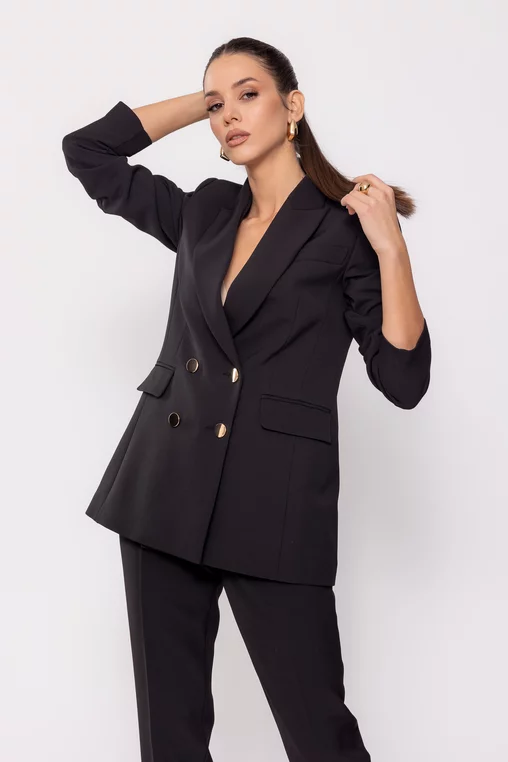 Sacou Caramel double-breasted negru S1513 thumbnail picture - 