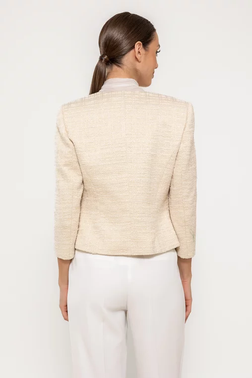 Sacou Caramel elegant cu fir lucios crem S1607 thumbnail picture - 