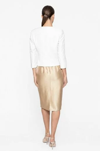 Sacou Caramel elegant cu floare alb S1606