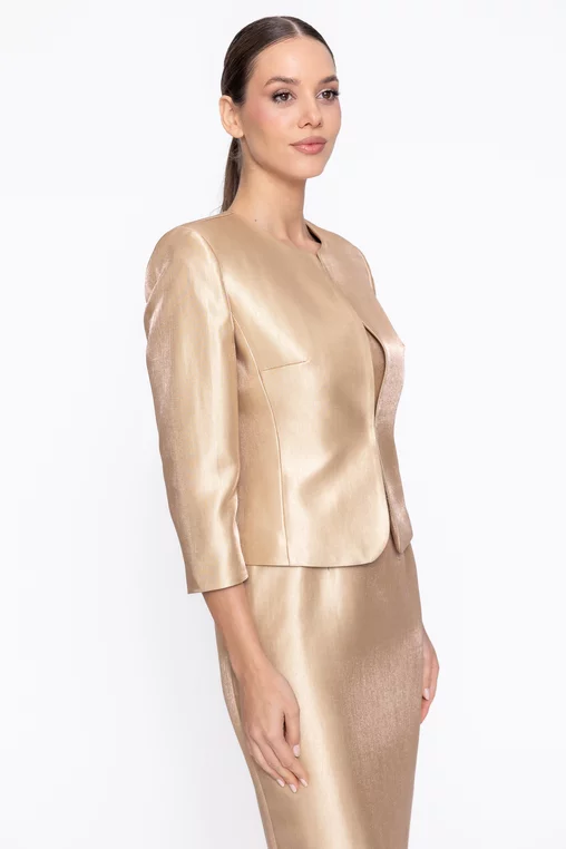 Sacou Caramel elegant cu floare auriu S1606 thumbnail picture - 