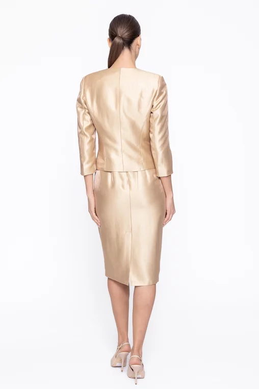 Sacou Caramel elegant cu floare auriu S1606 thumbnail picture - 