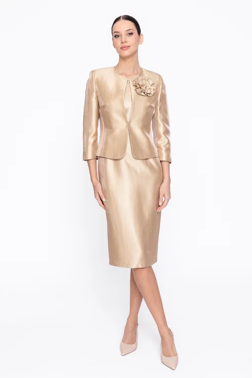 Sacou Caramel elegant cu floare auriu S1606 thumbnail picture - 