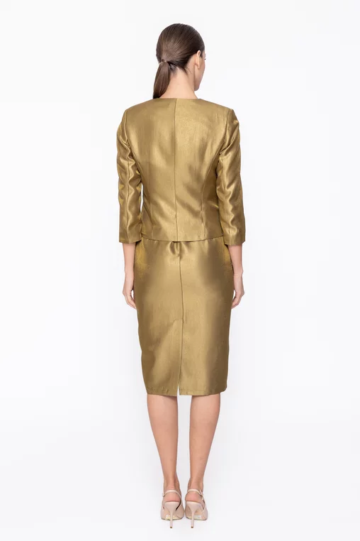 Sacou Caramel elegant cu floare olive S1606 thumbnail picture - 