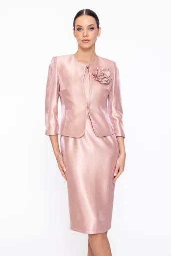 Sacou Caramel elegant cu floare roz S1606