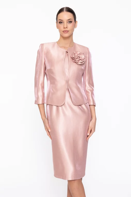 Sacou Caramel elegant cu floare roz S1606 thumbnail picture - 