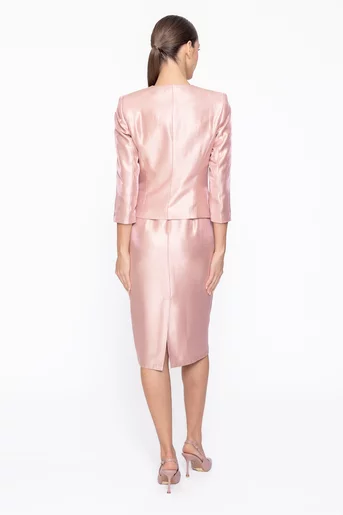 Sacou Caramel elegant cu floare roz S1606