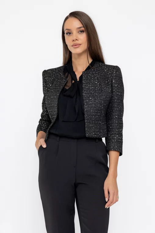 Sacou Caramel elegant cu paiete aurii S1518 thumbnail picture - 