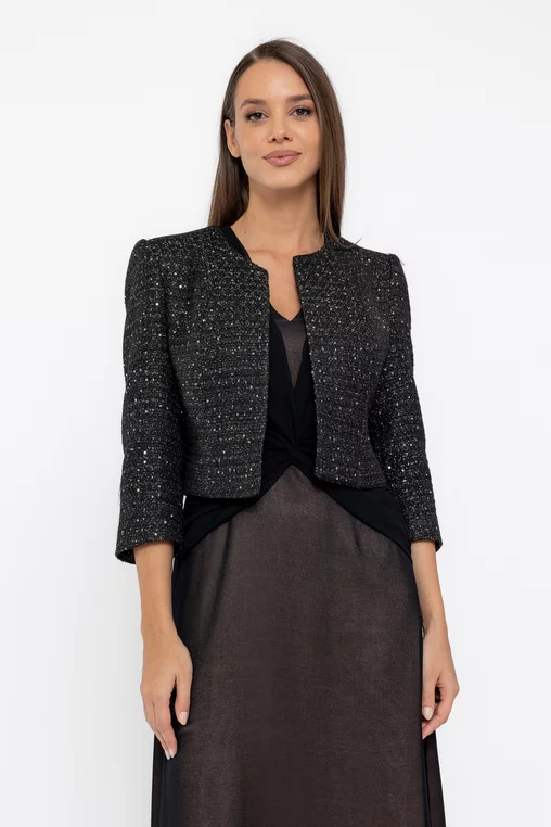 Sacou Caramel elegant cu paiete aurii S1518 thumbnail picture - 