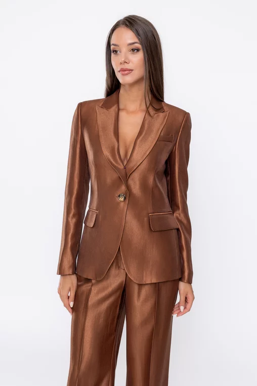 Sacou Caramel elegant vâscoză satinată maro S1519 thumbnail picture - 