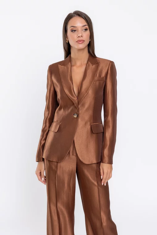 Sacou Caramel elegant vâscoză satinată maro S1519 thumbnail picture - 