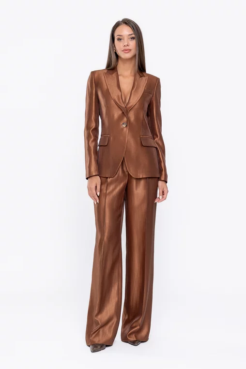 Sacou Caramel elegant vâscoză satinată maro S1519 thumbnail picture - 