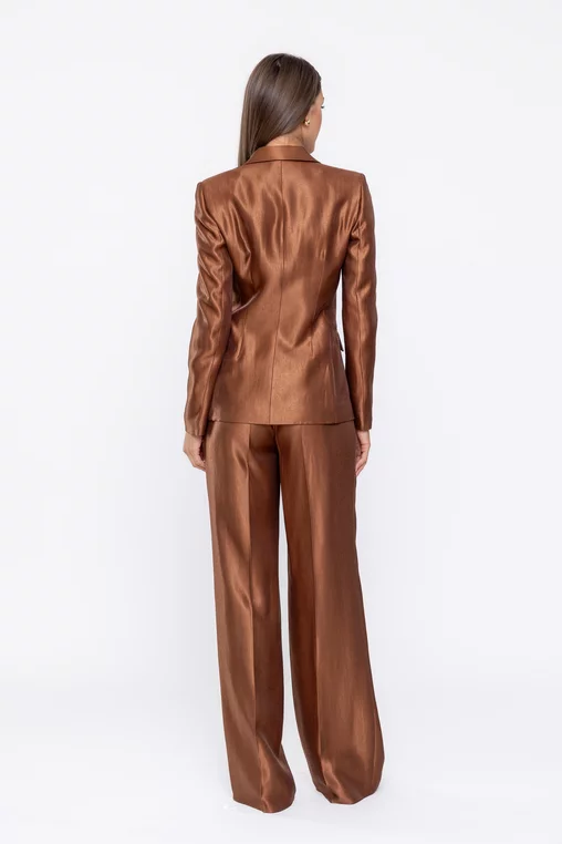 Sacou Caramel elegant vâscoză satinată maro S1519 thumbnail picture - 