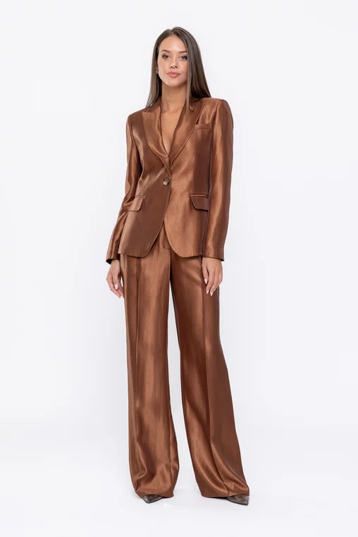 Sacou Caramel elegant vâscoză satinată maro S1519 thumbnail picture - 