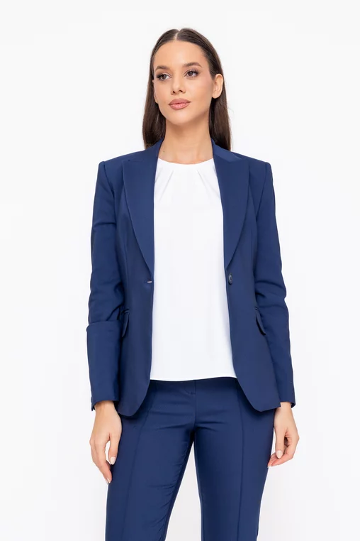 Sacou Caramel office din bumbac bleumarin S1602 thumbnail picture - 