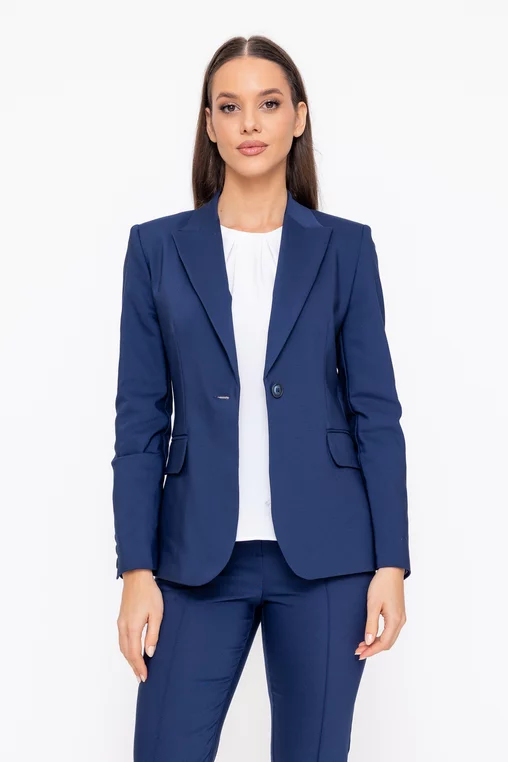 Sacou Caramel office din bumbac bleumarin S1602 thumbnail picture - 