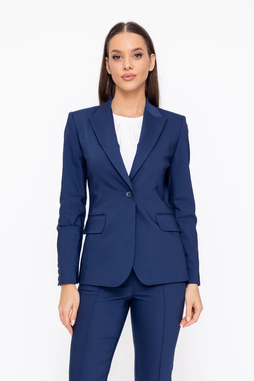Sacou Caramel office din bumbac bleumarin S1602 thumbnail picture - 