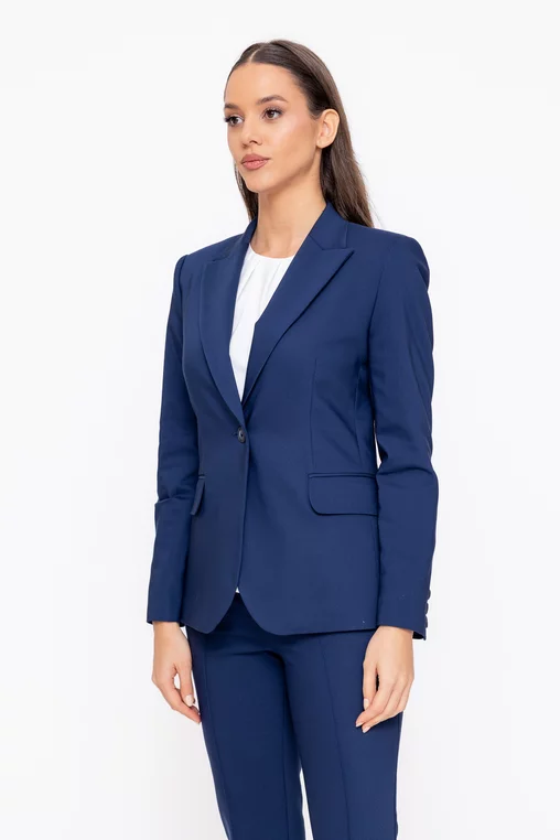 Sacou Caramel office din bumbac bleumarin S1602 thumbnail picture - 
