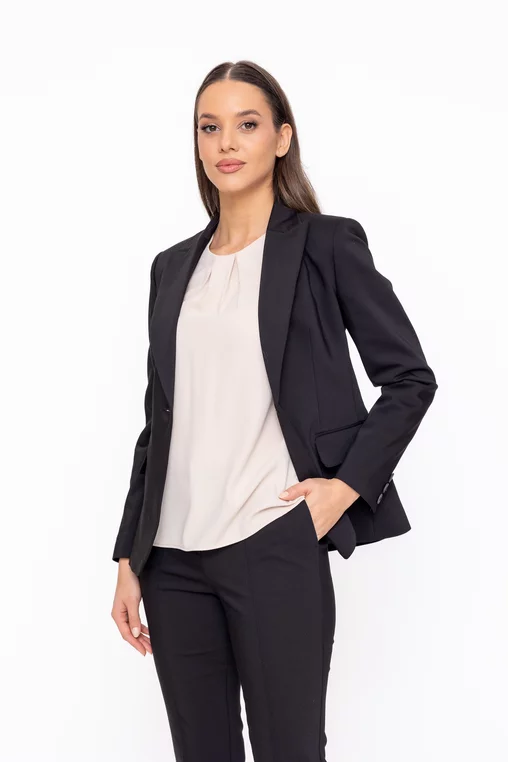 Sacou Caramel office din bumbac negru S1602 thumbnail picture - 