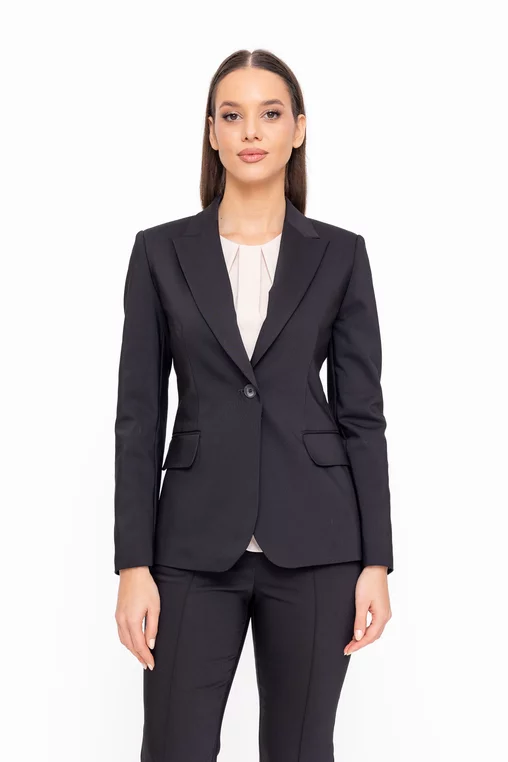 Sacou Caramel office din bumbac negru S1602 thumbnail picture - 