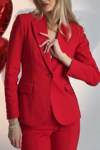 Sacou Caramel office din bumbac roșu S1602