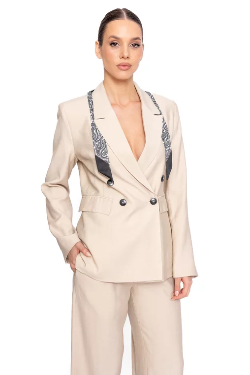 Sacou casual double-breasted bej SKC60201 thumbnail picture - 