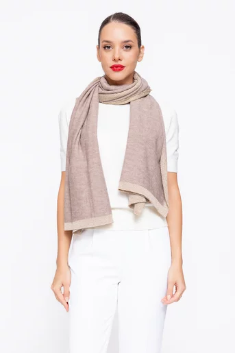 Șal cu bordură lurex taupe EGK1105