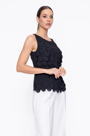 Top Caramel elegant cu aplicații negru B4619