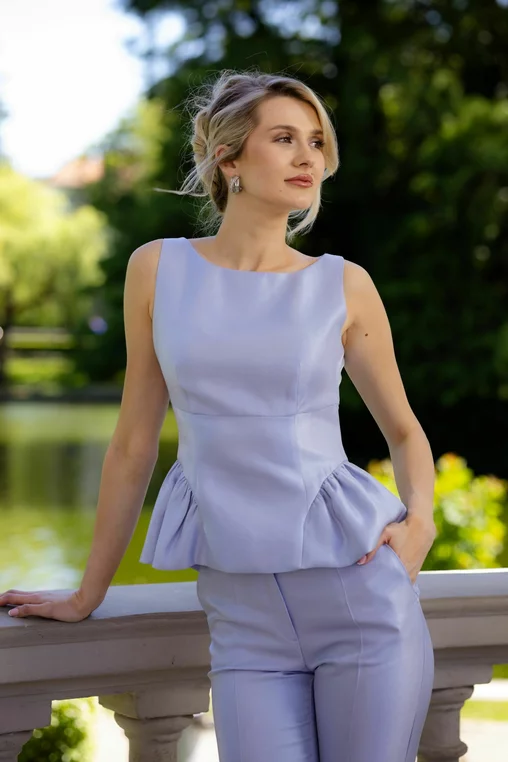 Top Caramel elegant cu peplum bleu B4632 thumbnail picture - 