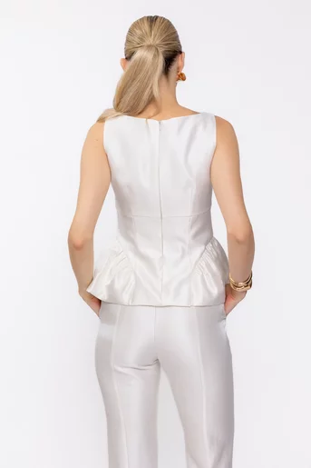 Top Caramel elegant cu peplum ivoryB4632