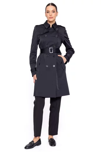 Trenci Caramel cambrat negru S6601