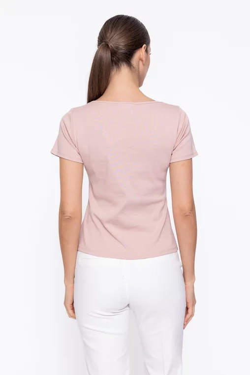 Tricou bumbac cu decolteu pătrat roz BAM60306 thumbnail picture - 