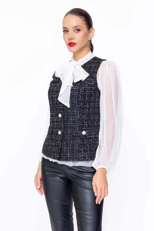 Vestă Caramel cambrată cu nasturi perlă S6502 thumbnail picture - 