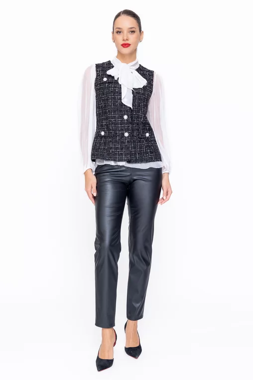 Vestă Caramel cambrată cu nasturi perlă S6502 thumbnail picture - 