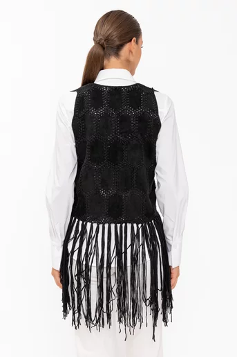 Vestă cu franjuri neagră JLM60803