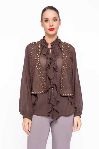 Vestă maro cu ținte VEF1001