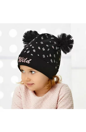 Caciula dublata din bumbac pentru fetite 1,5-7 ani - AJS 44-119 negru