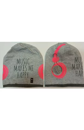 Caciula din bumbac pentru fete 5-15 ani - AJS 34-153 gri inchis, gri deschis, grafit,, jeans, roz