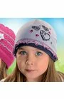Caciula din bumbac pentru fete 2-12 ani - AJS 26-060 gri, alb, roz, fucsia