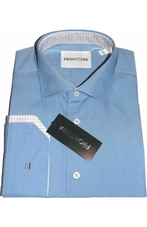 Camasa premium barbati, bumbac, regular fit - FRONTERA - albastru cu bezati