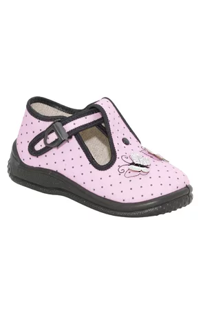 Pantofi fete, brant piele naturala, marimi 18-25, Zetpol DARIA 0835 roz cu fluturasi