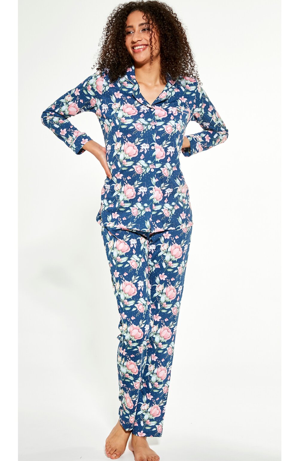 Pijama dama, camasa cu nasturi, 100% bumbac, Cornette W482-283 Cindy 100 imagine noua 2022