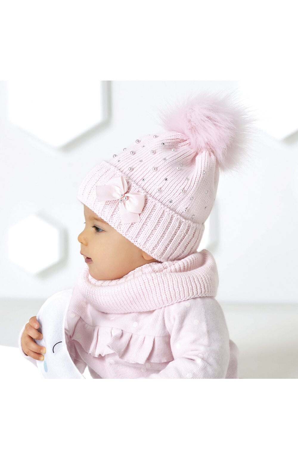Set caciula si fular pentru bebelusi 6-18 luni – AJS 44-426, roz 44-426 imagine noua 2022